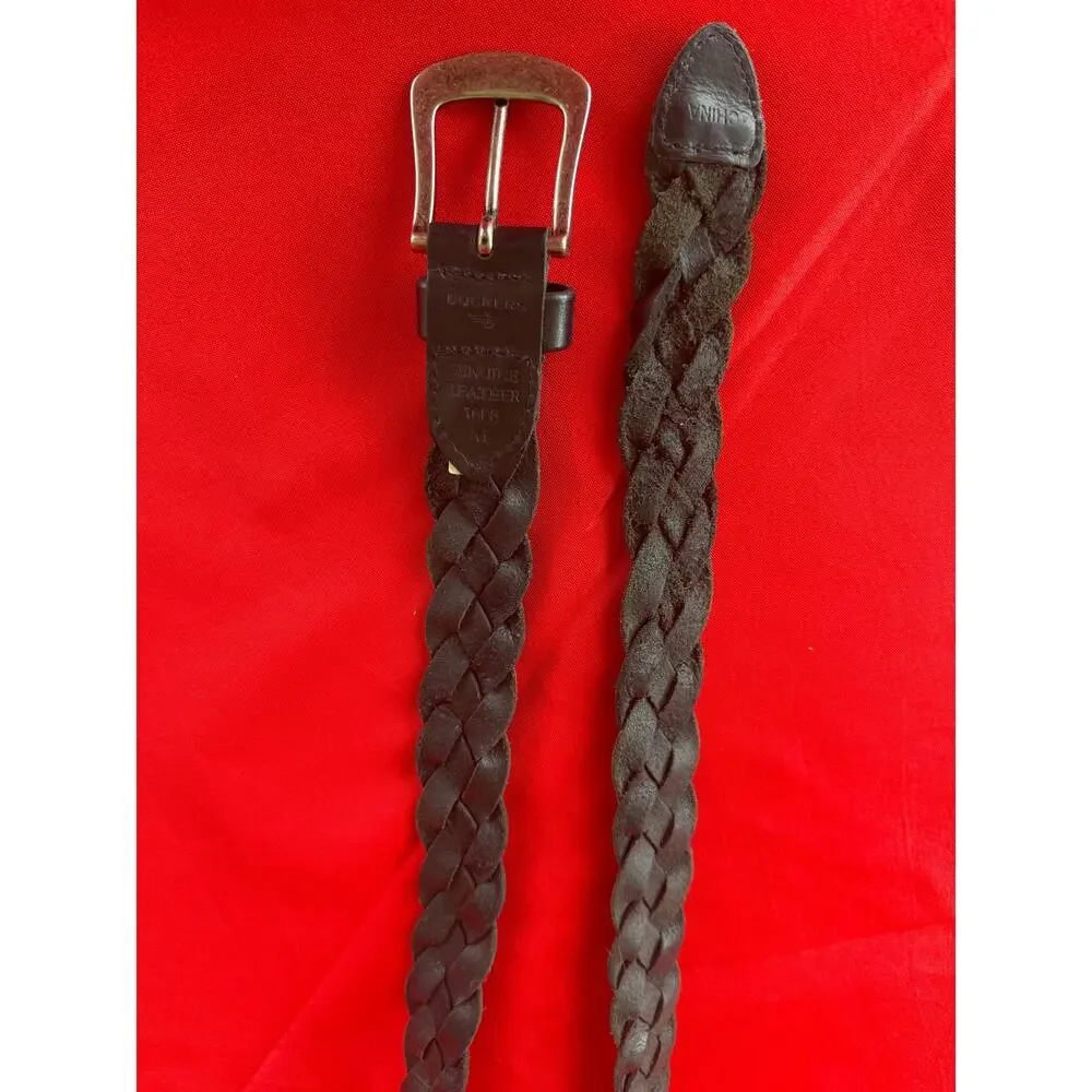 Dockers Genuine Leather Adjustable Black Braided Belt Size M